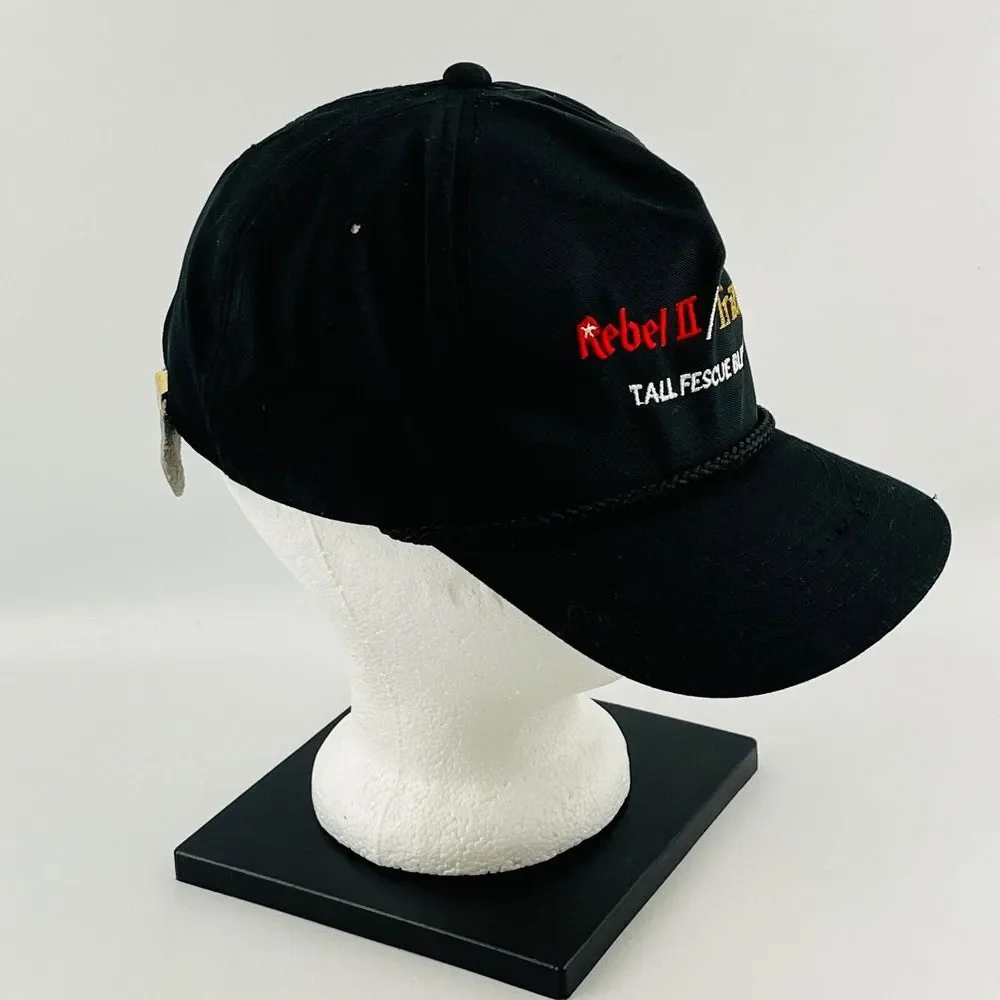 Vintage Rebel II/Tribute Tall Fescue Blend‎ Hat Black Twill Strapback Adjustable